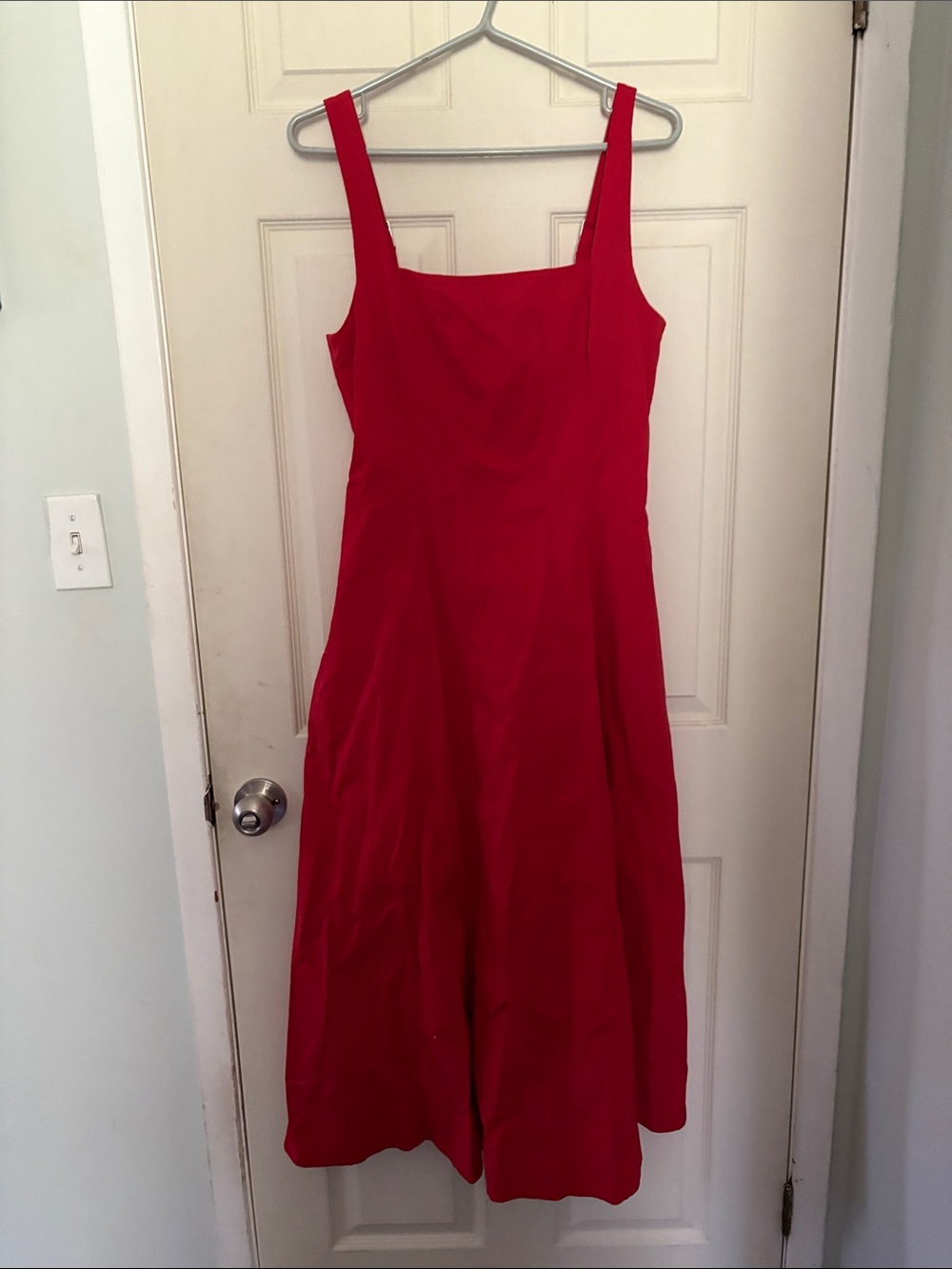 Abercrombie & Fitch Red Square-Neck Midi Dress